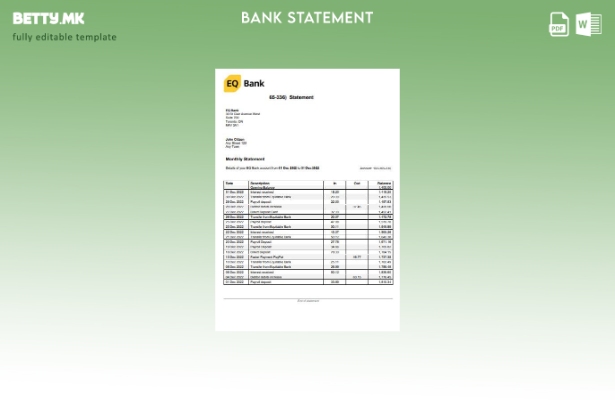 Модерен стил на шаблон за збор за извод од банка во САД Онтарио EQ